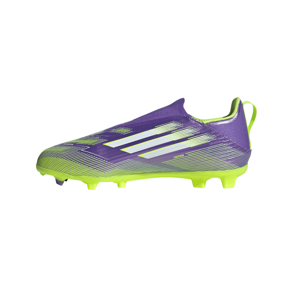 adidas F50 Junior Laceless  League FG Firm Ground Soccer Cleats -Purple Rush / Cloud White / Lucid Lemon