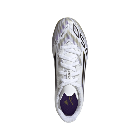 adidas F50 Junior League FG Firm Ground Soccer Cleats -Cloud White / Core Black / Gold Metallic