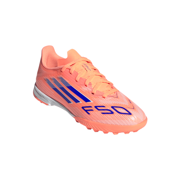 adidas F50 League Junior TF Turf Soccer Cleats- Beam Orange / Lucid Blue / Cloud White