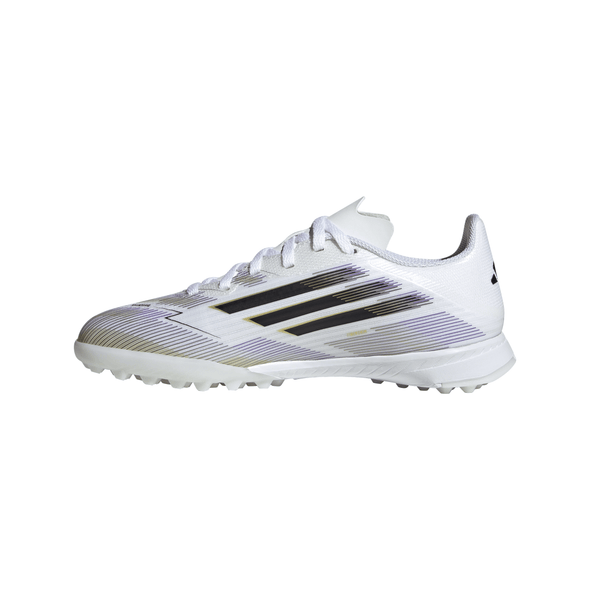 adidas F50 League Junior TF Turf Soccer Cleats-Cloud White/Core Black/Gold Metallic