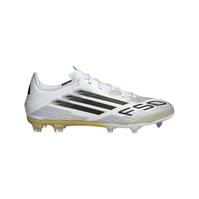 adidas F50 League FG Firm Ground Soccer Cleats-Cloud White / Core Black / Gold Metallic
