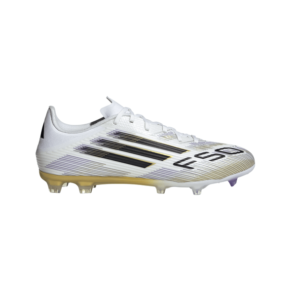 adidas F50 League FG Firm Ground Soccer Cleats-Cloud White / Core Black / Gold Metallic