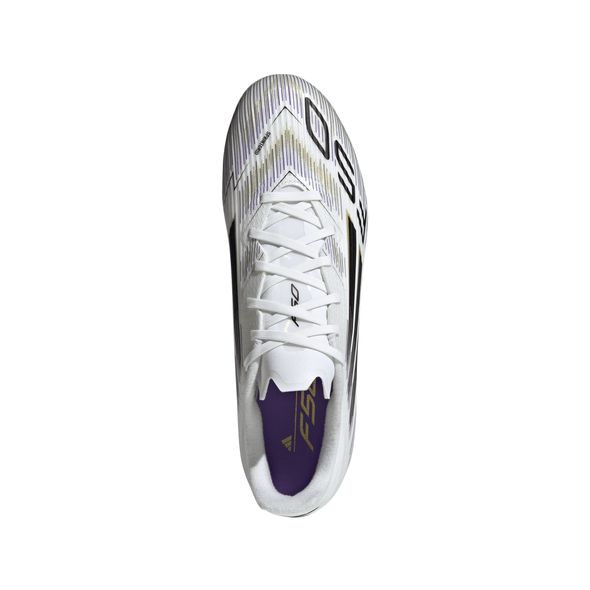 adidas F50 League FG Firm Ground Soccer Cleats-Cloud White / Core Black / Gold Metallic