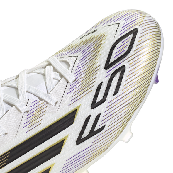 adidas F50 League FG Firm Ground Soccer Cleats-Cloud White / Core Black / Gold Metallic