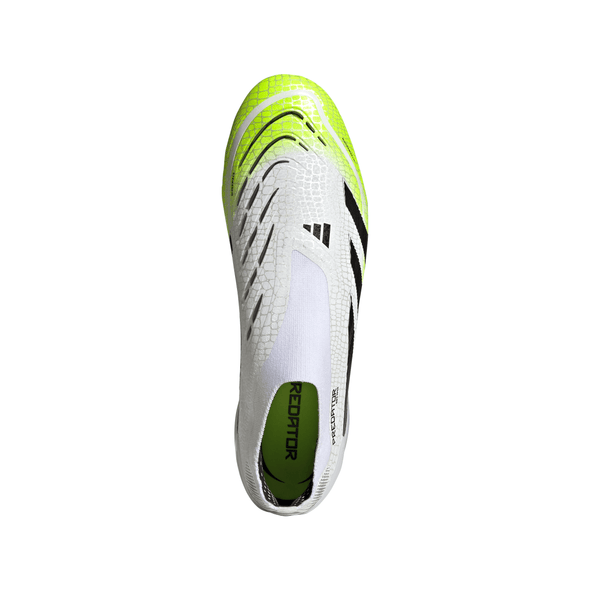 adidas Predator Elite Laceless FG Firm Ground Soccer Cleat - Cloud White / Core Black / Lucid Lemon