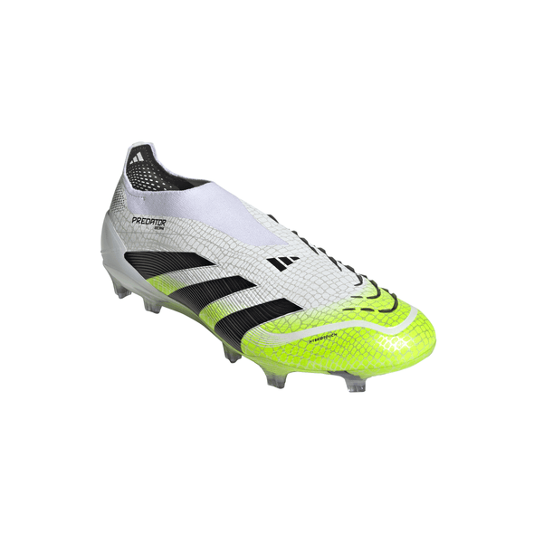 adidas Predator Elite Laceless FG Firm Ground Soccer Cleat - Cloud White / Core Black / Lucid Lemon