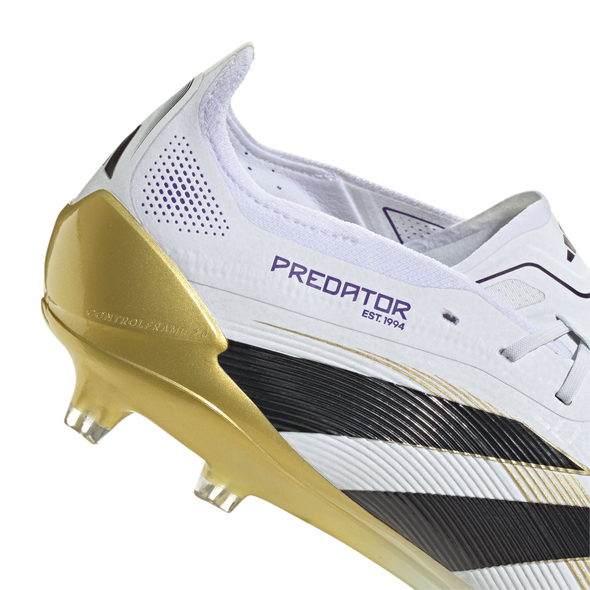 adidas Predator Elite FG Firm Ground Soccer Cleat -Cloud White / Core Black / Gold Metallic