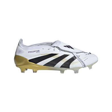 adidas Predator Elite FoldTongue FT FG Firm Ground Soccer Cleats- Cloud White /Core Black/Gold Metallic