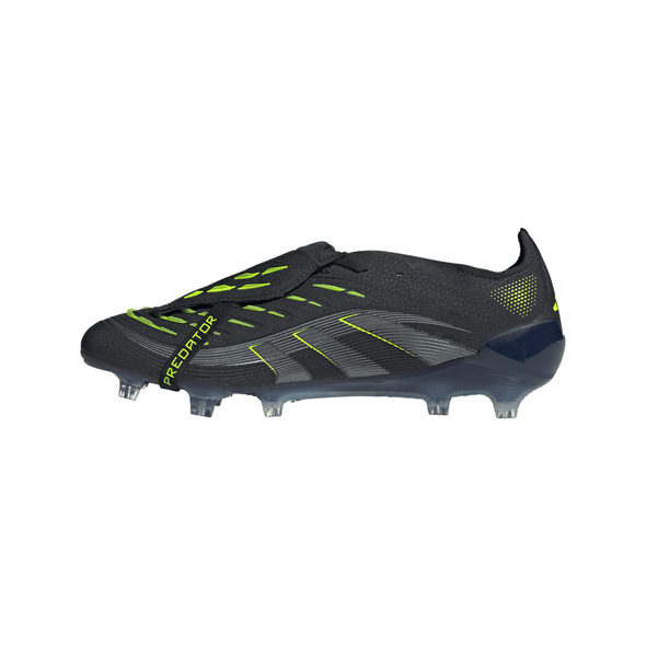 adidas Predator Elite FoldTongue FT FG Firm Ground Soccer Cleats- Core Black / Carbon / Lucid Lemon