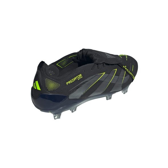 adidas Predator Elite FoldTongue FT FG Firm Ground Soccer Cleats- Core Black / Carbon / Lucid Lemon