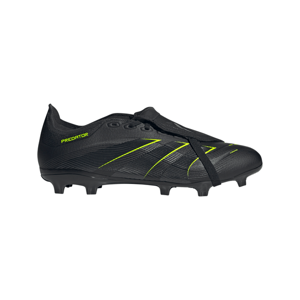 adidas Predator League FoldTongue FG Firm Ground Soccer Cleat -Core Black / Carbon / Lucid Lemon