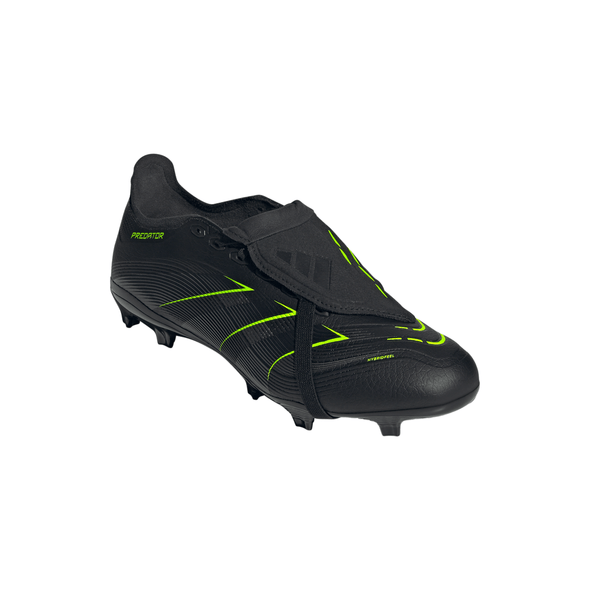 adidas Predator League FoldTongue FG Firm Ground Soccer Cleat -Core Black / Carbon / Lucid Lemon