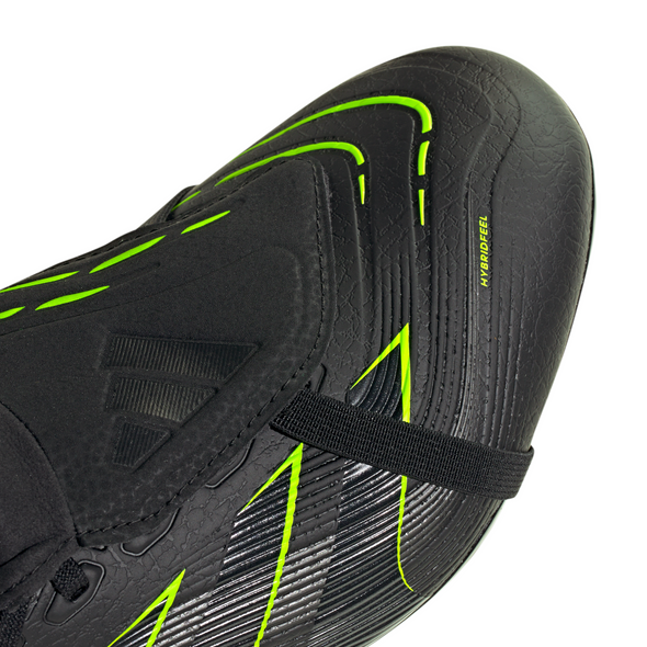 adidas Predator League FoldTongue FG Firm Ground Soccer Cleat -Core Black / Carbon / Lucid Lemon