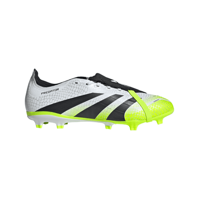 adidas Predator League FoldTongue FG Firm Ground Soccer Cleat -Cloud White / Core Black / Lucid Lemon