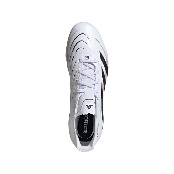 adidas Predator League FG Firm Ground Soccer Cleat -Cloud White / Core Black / Gold Metallic