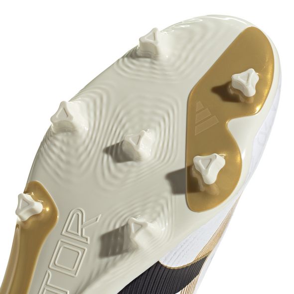adidas Predator League FG Firm Ground Soccer Cleat -Cloud White / Core Black / Gold Metallic