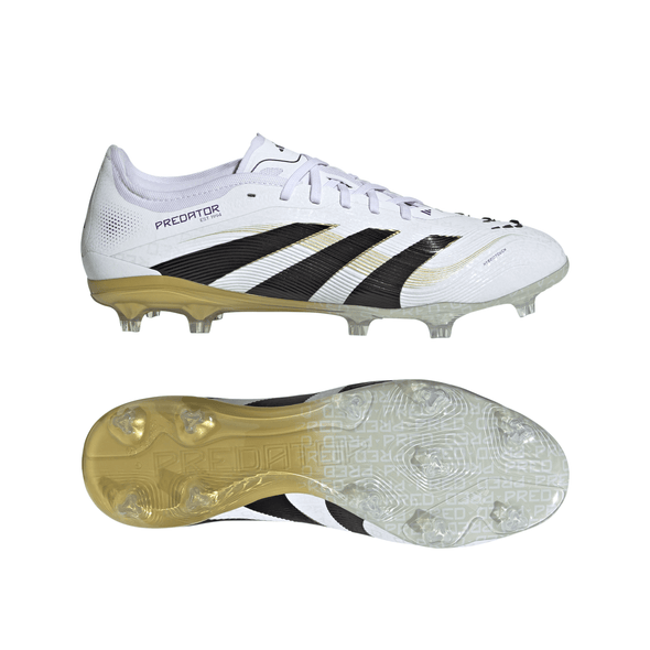 adidas Predator Pro FG Firm Ground Soccer Cleat - Cloud White / Core Black / Gold Metallic
