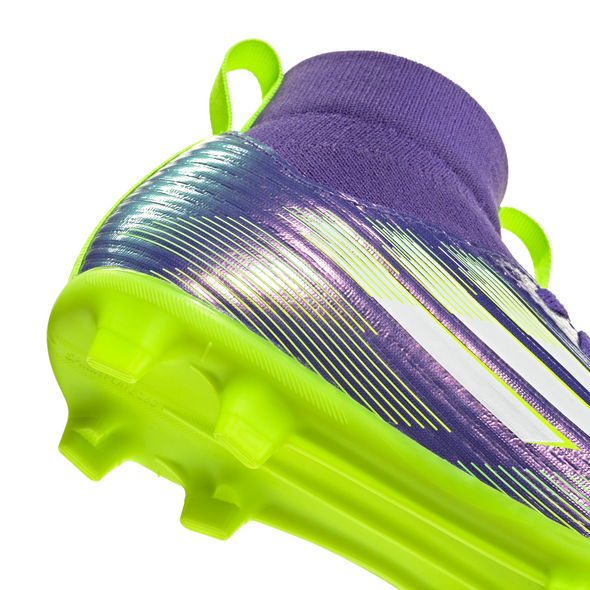 adidas F50 League Mid Junior FG/AG Firm/Artificial-Ground Soccer Cleats- Purple Rush / Cloud White / Lucid Lemon