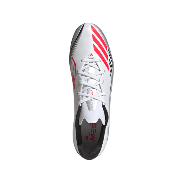 adidas Messi  F50 League FG Firm Ground Soccer Cleats-Cloud White / Lucid Red / Silver Metallic