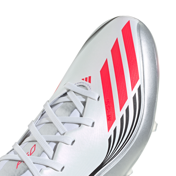 adidas Messi  F50 League FG Firm Ground Soccer Cleats-Cloud White / Lucid Red / Silver Metallic