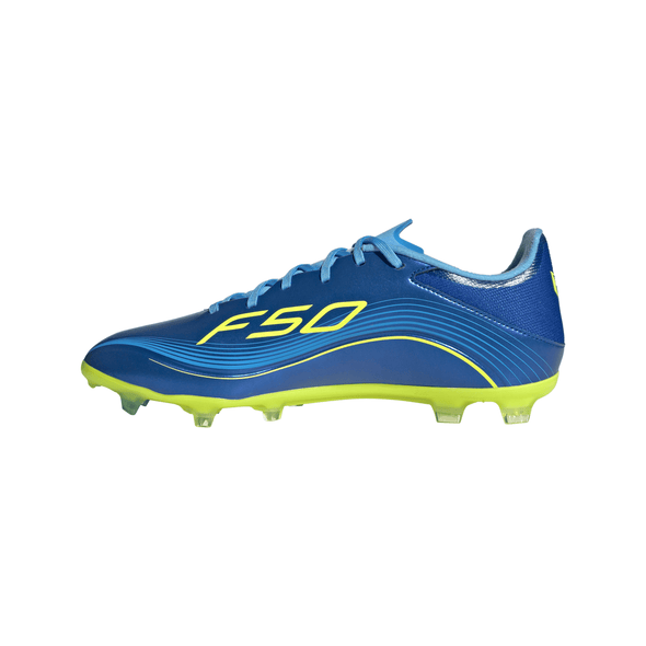 adidas Messi F50 League FG Firm Ground Soccer Cleats-Team Royal Blue/Solar Yellow/Semi Blue Burst