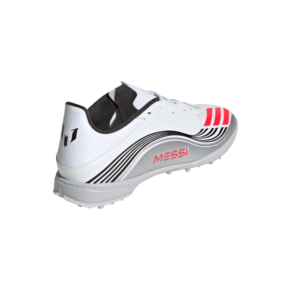 adidas F50 League Messi TF Turf Soccer Cleats-Cloud White / Lucid Red / Silver Metallic