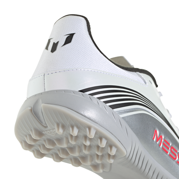 adidas F50 League Messi TF Turf Soccer Cleats-Cloud White / Lucid Red / Silver Metallic