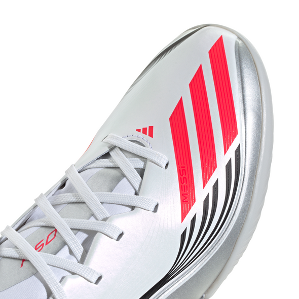 adidas F50 League Messi TF Turf Soccer Cleats-Cloud White / Lucid Red / Silver Metallic