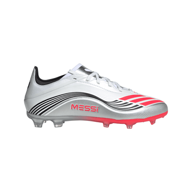 adidas F50 Elite Messi Junior FG Firm Ground Soccer Cleats-Cloud White / Lucid Red / Silver Metallic