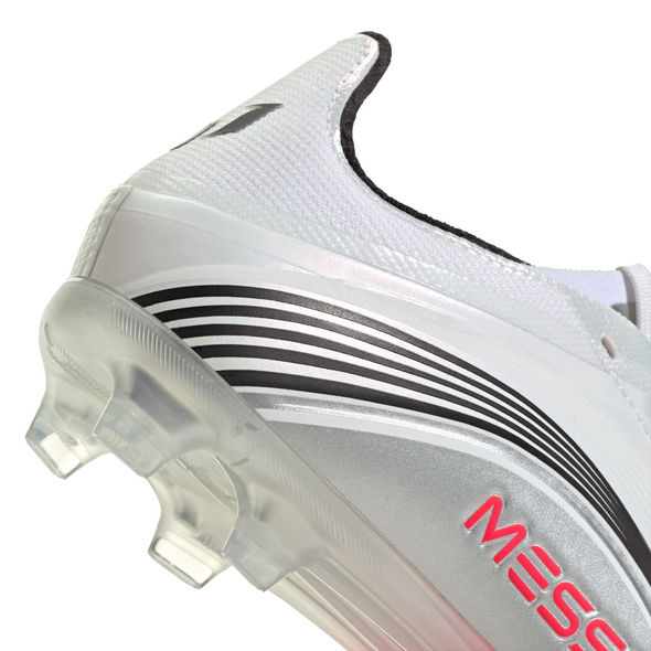 adidas F50 Elite Messi Junior FG Firm Ground Soccer Cleats-Cloud White / Lucid Red / Silver Metallic