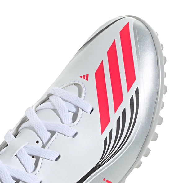 adidas F50 Messi Junior Club TF Turf Soccer Cleats-Cloud White / Lucid Red / Silver Metallic