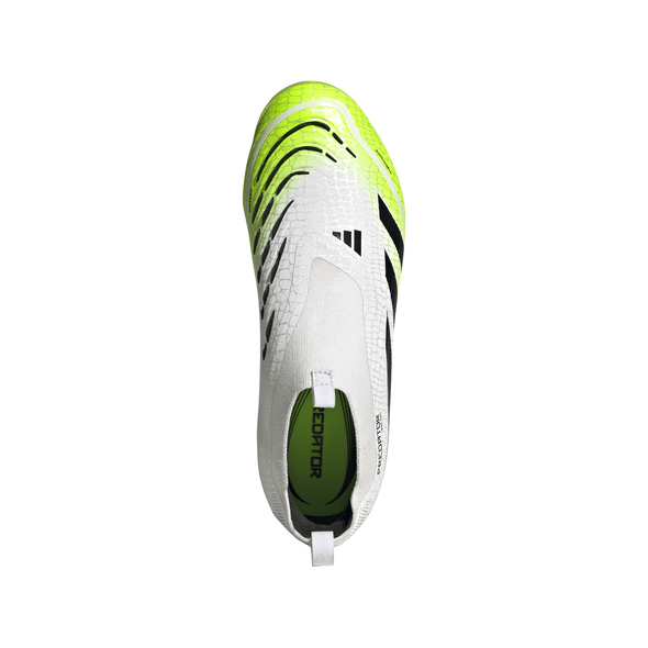 adidas Predator Elite Laceless FG Junior Firm Ground Soccer Cleat - Cloud White/ Core Black/Lucid Lemon