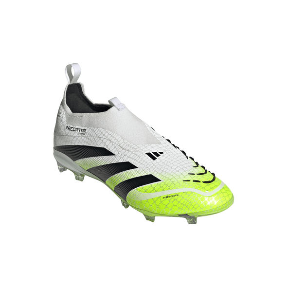 adidas Predator Elite Laceless FG Junior Firm Ground Soccer Cleat - Cloud White/ Core Black/Lucid Lemon