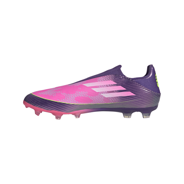 adidas F50 League Laceless Lamine Yamal FG Firm Ground Soccer Cleats- Purple / Cloud White / Lucid Lemon