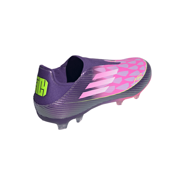 adidas F50 League Laceless Lamine Yamal FG Firm Ground Soccer Cleats- Purple / Cloud White / Lucid Lemon