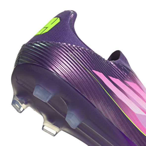 adidas F50 League Laceless Lamine Yamal FG Firm Ground Soccer Cleats- Purple / Cloud White / Lucid Lemon