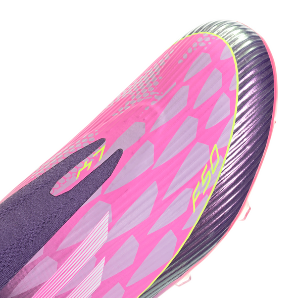 adidas F50 League Laceless Lamine Yamal FG Firm Ground Soccer Cleats- Purple / Cloud White / Lucid Lemon