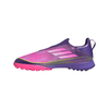 adidas F50 League Laceless Lamine Yamal Kids TF Turf Soccer Cleats- Purple / Cloud White / Lucid Lemon