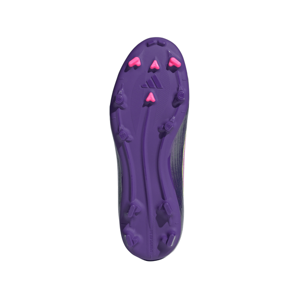 adidas F50 League Laceless Lamine Yamal Kids FG Firm Ground Soccer Cleats- Purple / Cloud White / Lucid Lemon