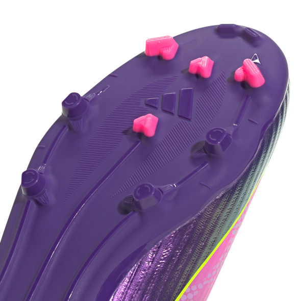adidas F50 League Laceless Lamine Yamal Kids FG Firm Ground Soccer Cleats- Purple / Cloud White / Lucid Lemon