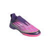 adidas F50 League Laceless Lamine Yamal Kids Indoor Soccer Shoes- Purple / Cloud White / Lucid Lemon