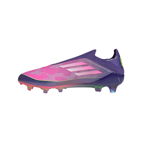 adidas F50 Elite Lamine Yamal Laceless FG Firm Ground Soccer Cleats- Purple / Cloud White / Lucid Lemon
