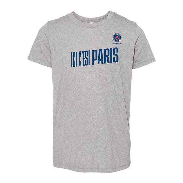 PSG Academy Miami Paris ICI C'EST Short Sleeve T-Shirt Grey