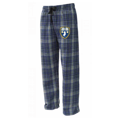 B & B United Soccer Club FAN Flannel Plaid Pajama Pant Navy