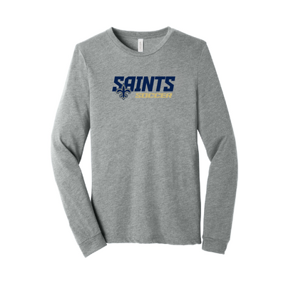 Saints Bella + Canvas Long Sleeve Triblend T-Shirt Grey