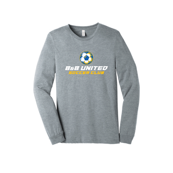 B & B United Soccer Club Bella + Canvas Long Sleeve Triblend T-Shirt Grey