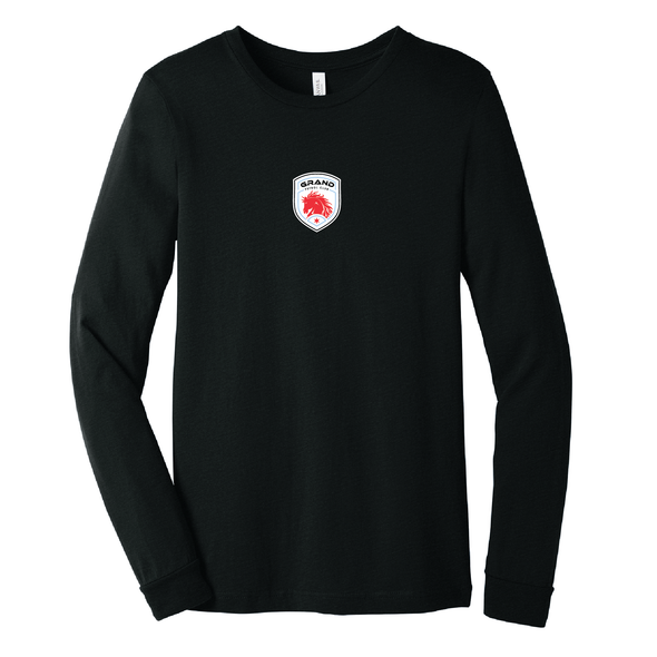 Grand Mustangs Bella + Canvas Long Sleeve Triblend T-Shirt Heather Black