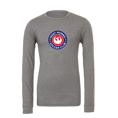 West Morris Middle School (Logo) Bella + Canvas Long Sleeve Triblend T-Shirt Grey