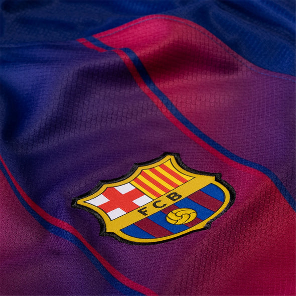 Men's Replica Nike Barcelona Long Sleeve Home Jersey 25/26