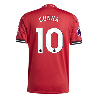 Men's Authentic adidas Cunha Manchester United Home Jersey 25/26